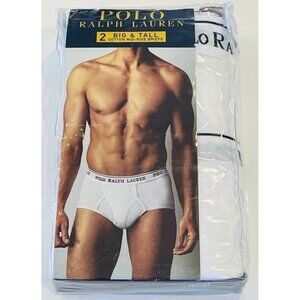 Polo Ralph Lauren Mens Size 52 White 2 Pack Cotton Big Tall Mid Rise Briefs